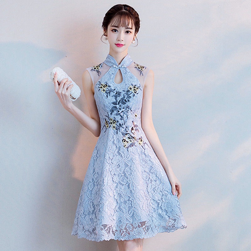 Modified cheongsam 2021 new summer daily student girl graduation dress bridesmaid skirt small fragra