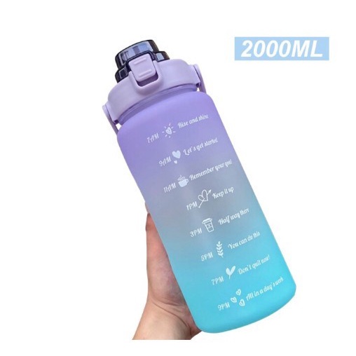 botol minum jumbo 2 liter botol minum viral motivational Water bottle botol minum motivasi 2000ml 2 liter air