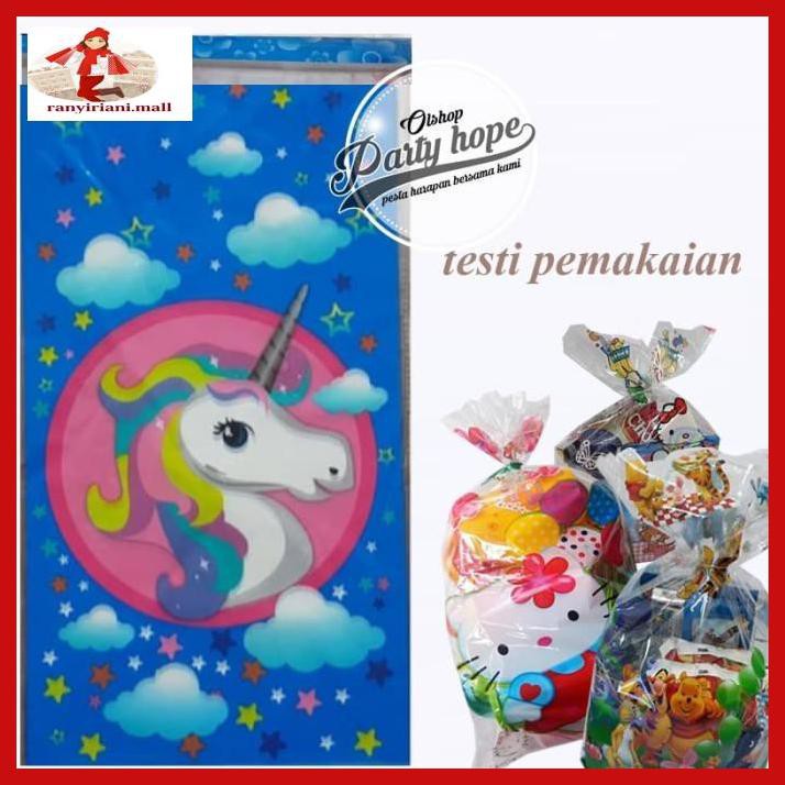 

E343Te6- Plastik Snack Unicorn Biru / Souvenir Ultah Plastik Bingkisan Kado Yuiu9O-