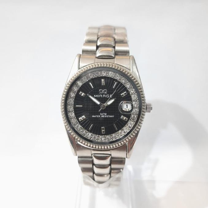 Jam Tangan Pria Mirage 1579 Silver Black Original Dhakiydano