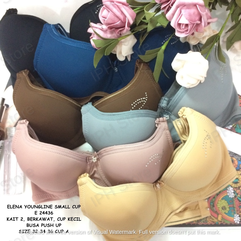 Bra / BH Elena 24436A (Cup A, Busa Tebal Push Up, Pakai Kawat, Bisa Lepas Tali, Kait 2)