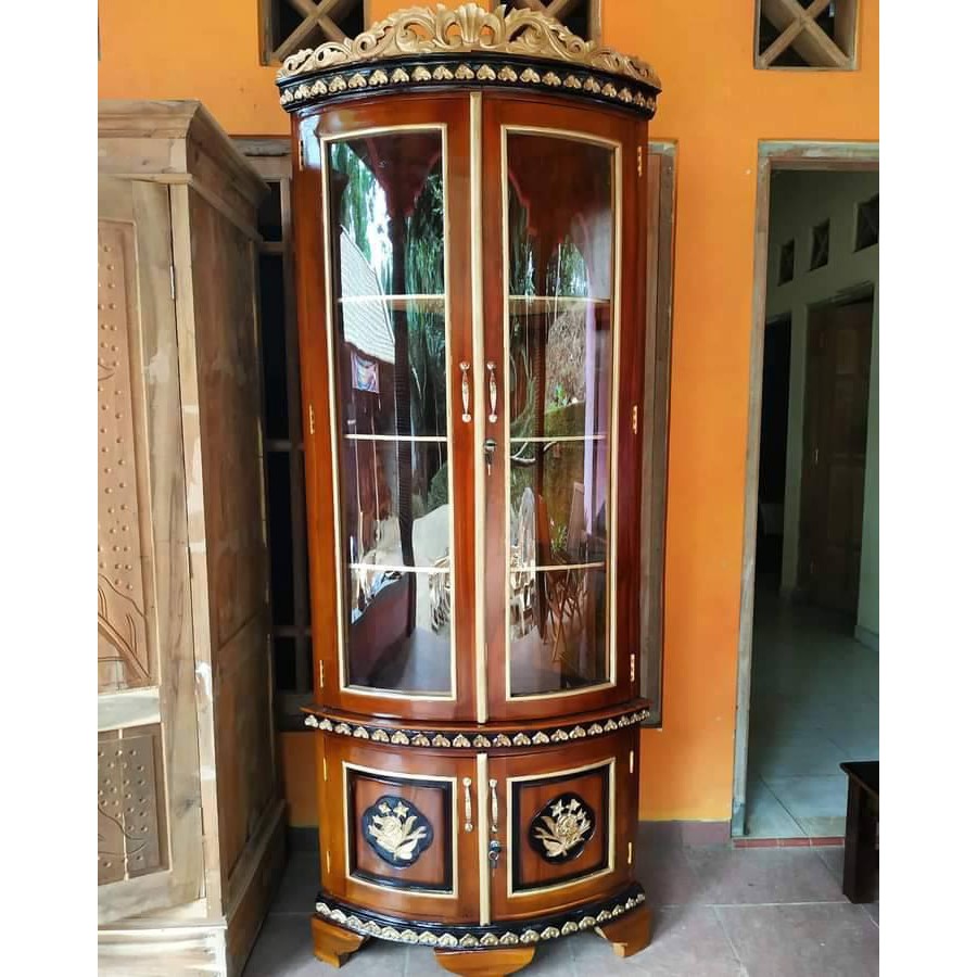 Lemari Pojok Sudut/Lemari Sudut Rak Kayu Jati