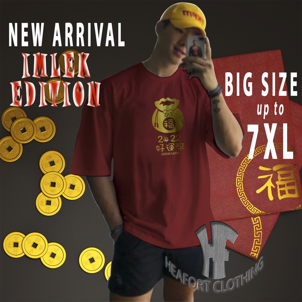 Baju Atasan Kaos Imlek Pria Jumbo 2022 Big Size M L XL XXL 2XL XXXL 3XL XXXXL 4XL 5XL 6XL 7XL Couple