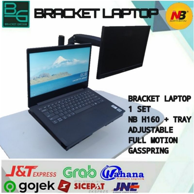 Bracket/Braket Laptop dan Monitor Jepit Meja North Bayou Max 30&quot;