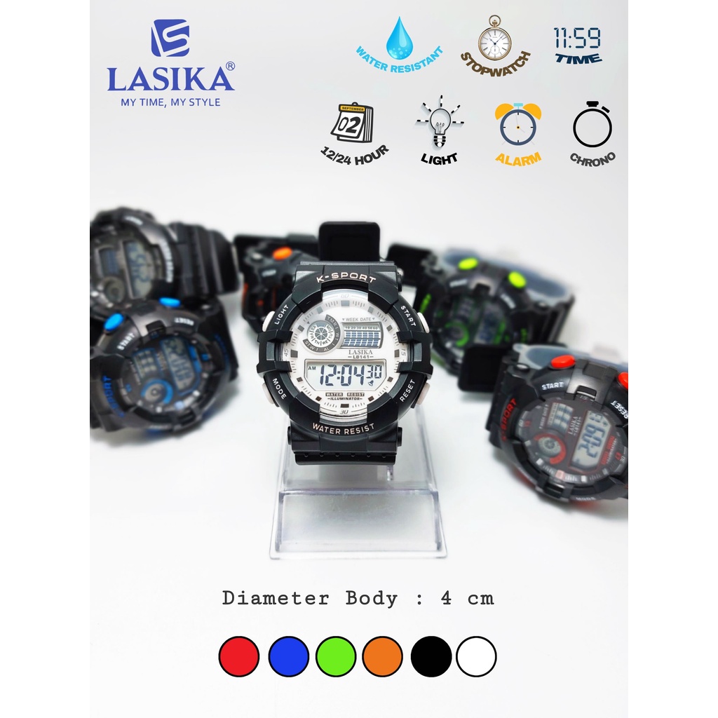 LASIKA Jam Tangan Digital Rubber Anti Air Free Box Type 8141