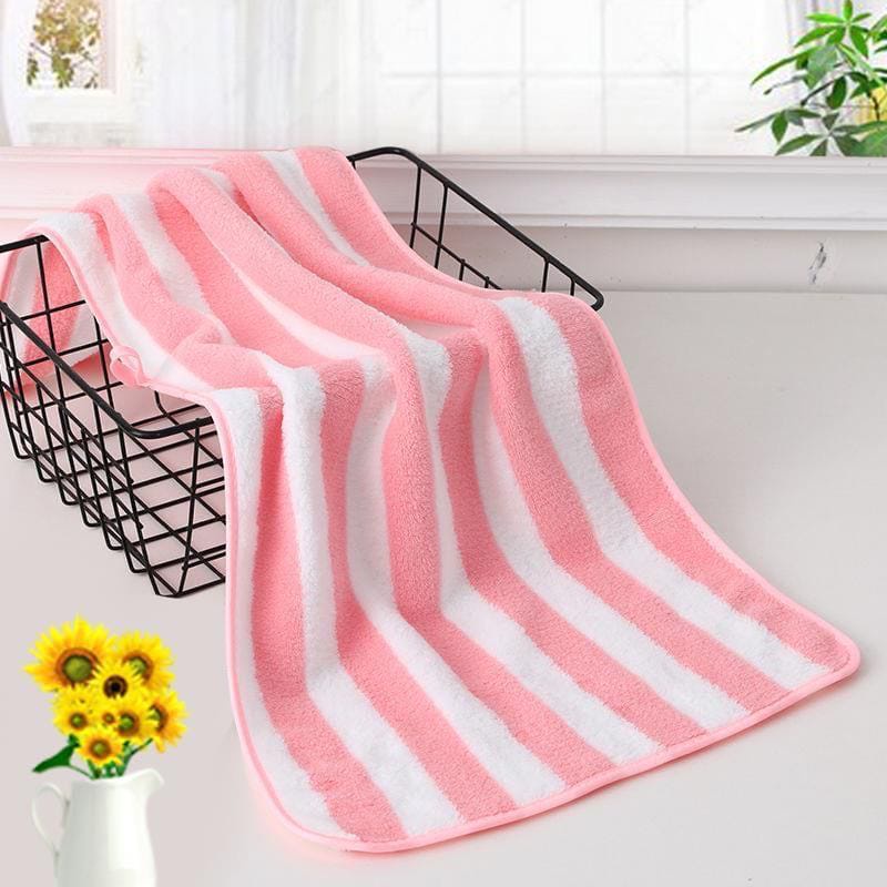 [BAYAR DITEMPAT] Handuk Microfiber Bulu Salur Garis Lembut Super Serap Air Premium SIZE 35 X 75CM