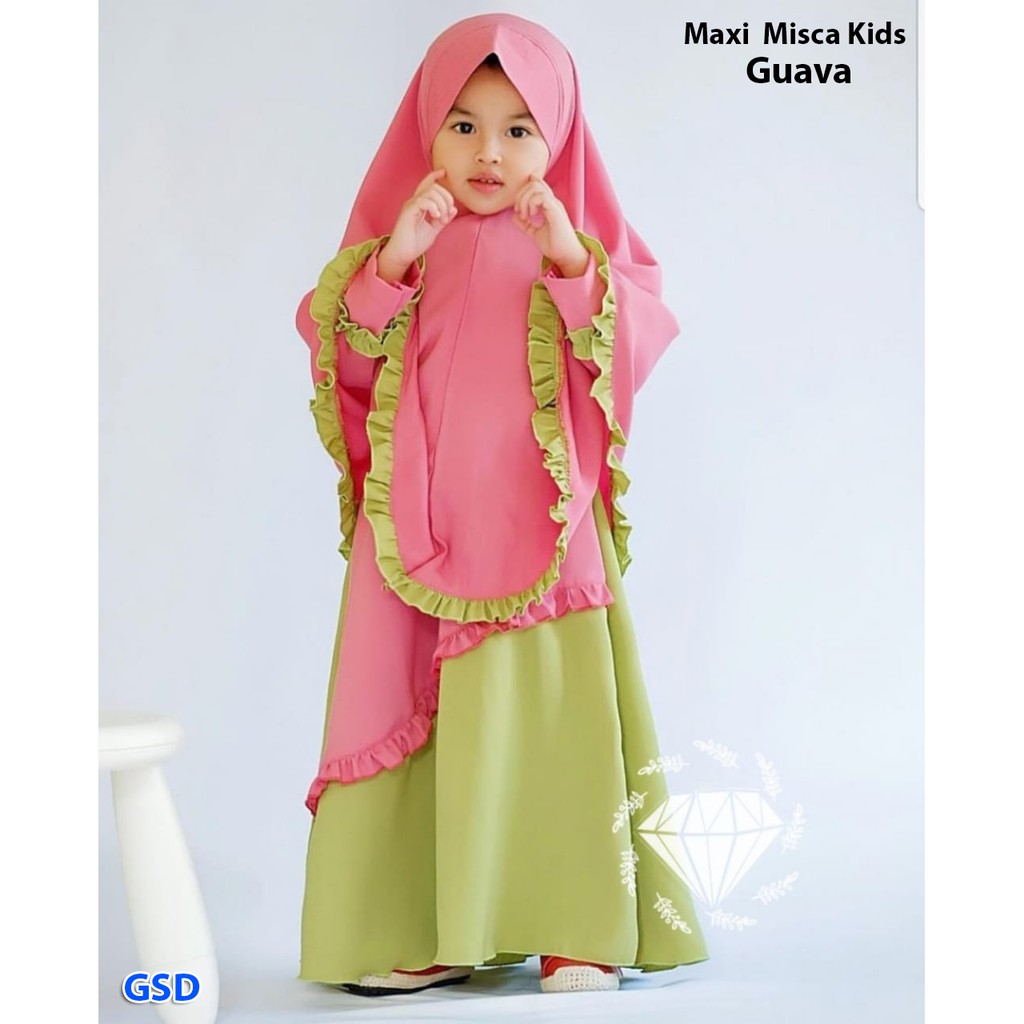 maxi misca/terusan dress gamis syari anak/maxi dress hijab anak/baju muslim anak/pakaian muslim anak