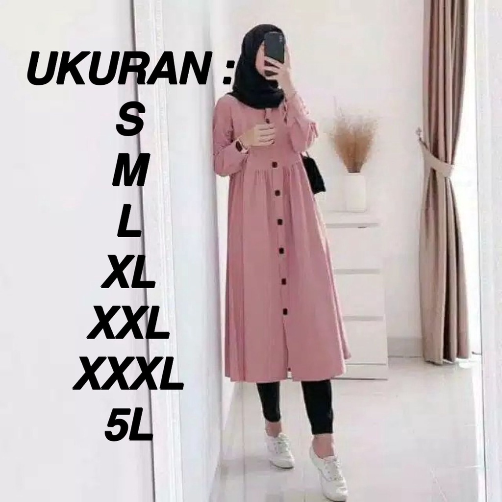 NAJWA TUNIK BIG SIZE - UKURAN S M L XL XXL XXXL 5L - BAJU ATASAN JUMBO ATASAN MUSLIM WANITA JUMBO | 