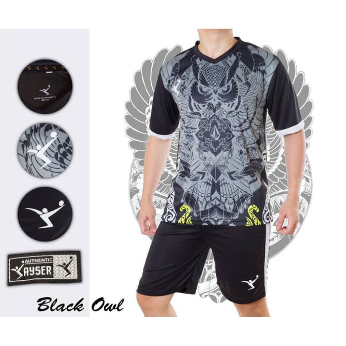 BLACK OWL baju kaos stelan setelan jersey futsal sepak bola kayser
