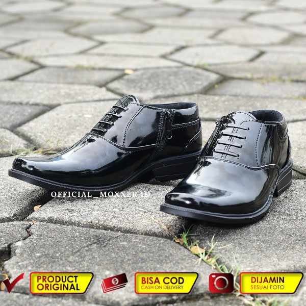 Sepatu PDH Pendek Polri Polisi Sepatu kerja pantofel pria Kantoran Guru PNS Dinas Satpam Security Sepatu Formal Fantofel Cowok - F02