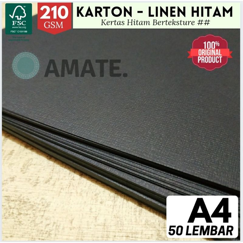 

Kertas Linen Hitam A4 Karton 210gsm isi 50 Lembar