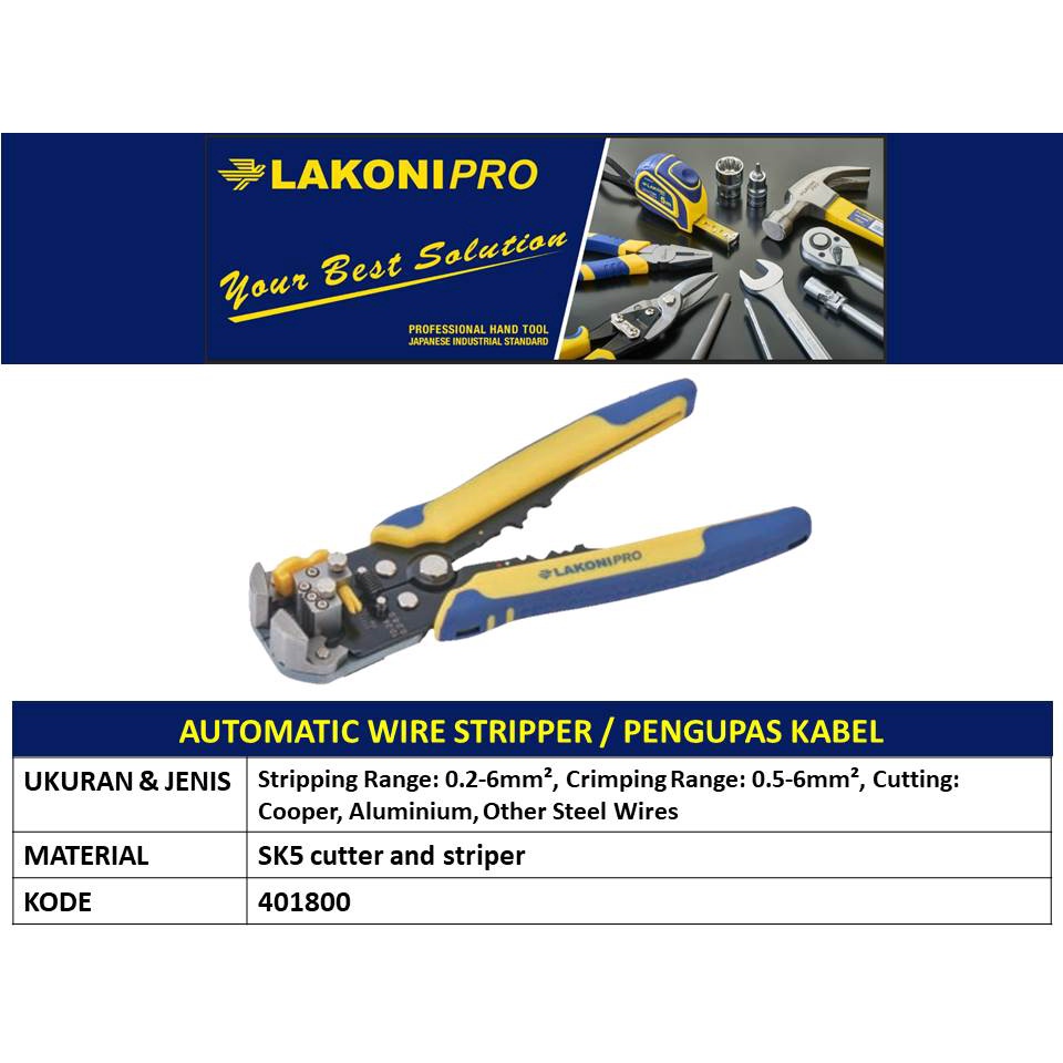 Tang Kupas Potong Kabel Otomatis Automatic Wire Stripper Lakoni Pro Jetjo Tools Original