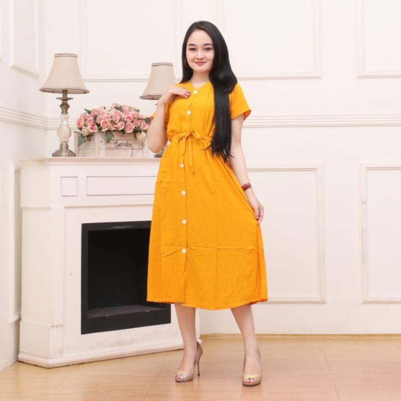 DASTER ANDIN - DREES SANTAI CASUAL WANITA POLOS - DREES POLOS KANCING DEPAN KEKINIAN