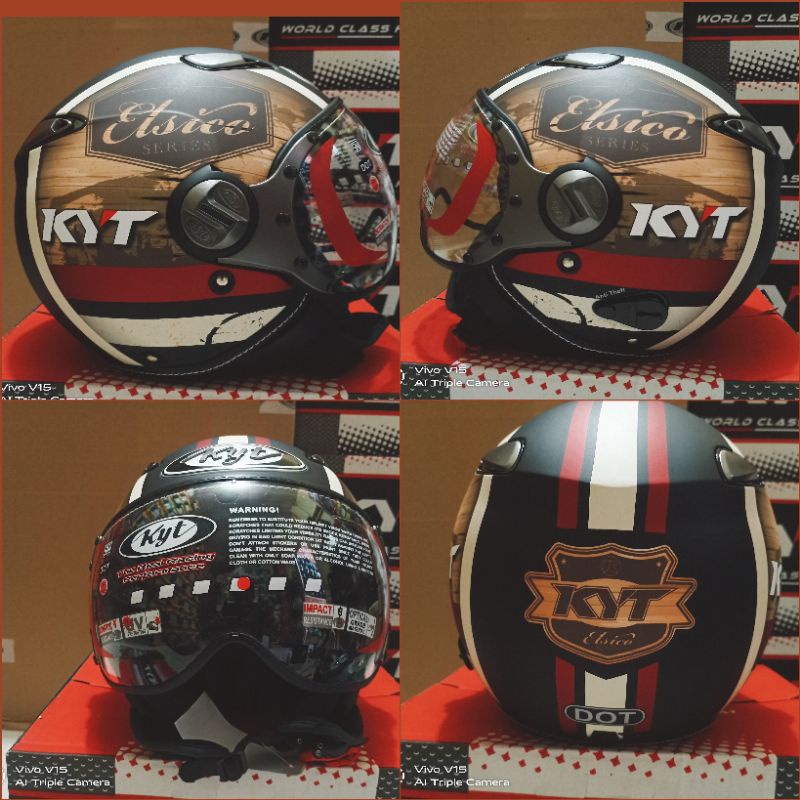 Helm Kyt Elsico Solid & Motif-#4_black dop/cream
