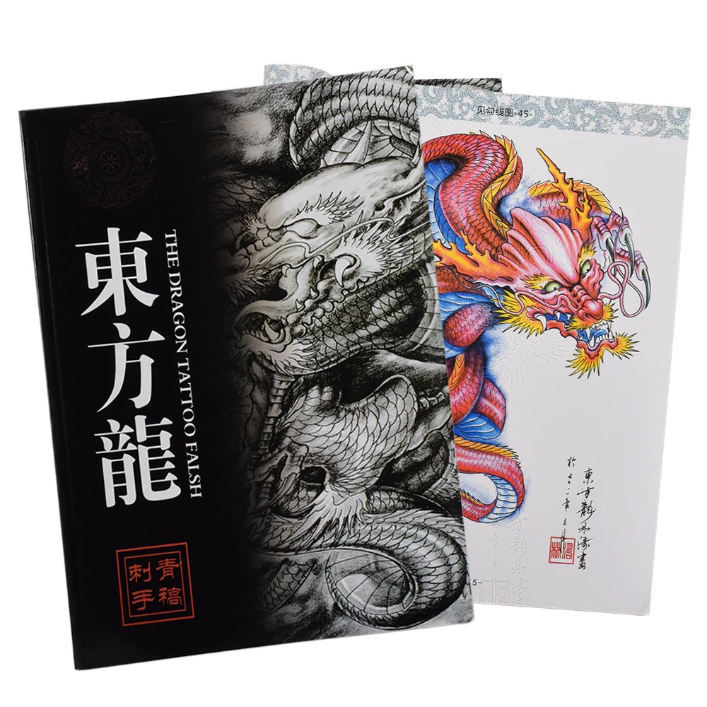 

PRODUK IMPORT Tattoo Supplies Reference Book Picture Instruction Sheet Flash Art Dragon Mermaid