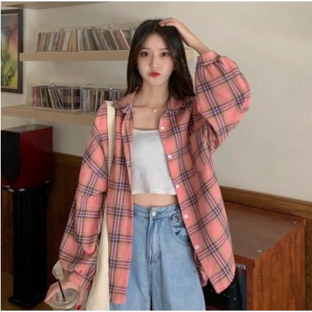 SF - Oversize Kemeja Oslin | Kemeja Oversize Wanita - Kemeja Korea - Kemeja Wanita Murah-PINK