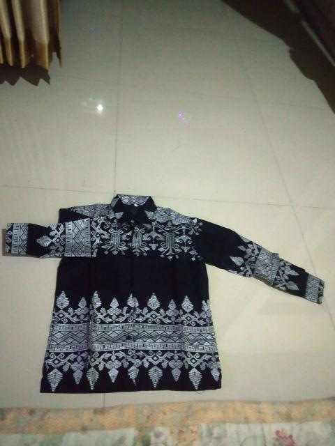 Batik Couple Sania Ruffle Batik Couple Keluarga Motif Sakura Biru