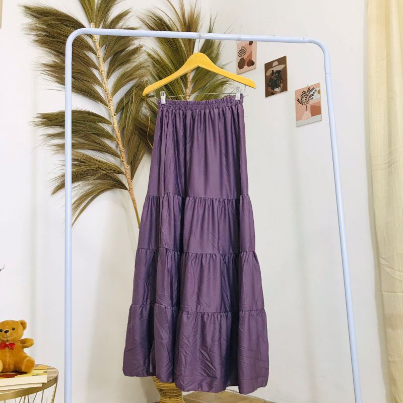 ROK SUSUN MAXI SKIRT // ROK PREMIUM // ROK WANITA TERBARU-Lavender