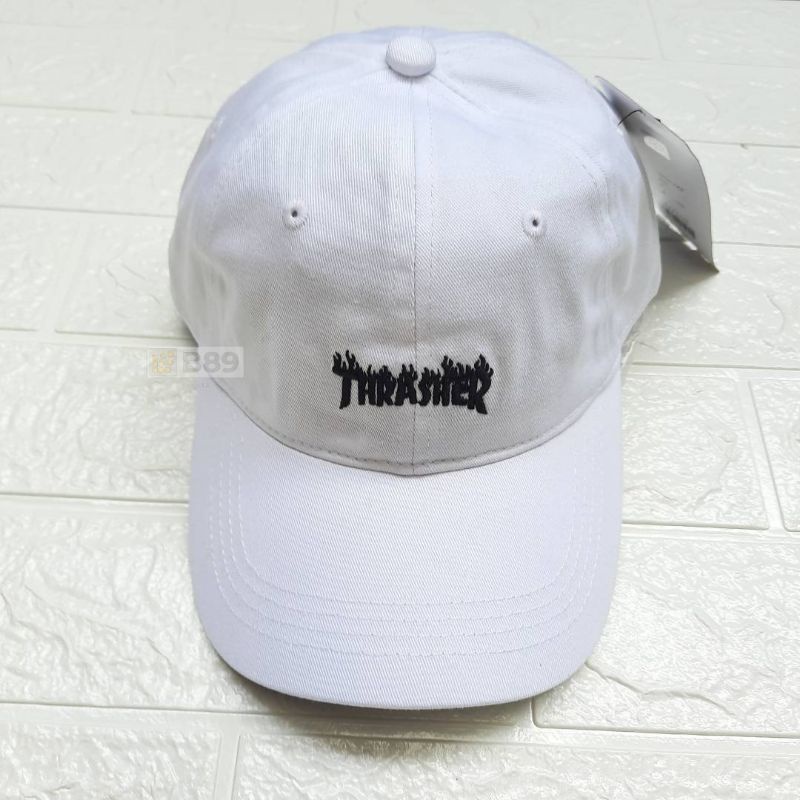 TOPI THRASHER FLAME LOGO DADS CAP ORIGINAL - WHITE
