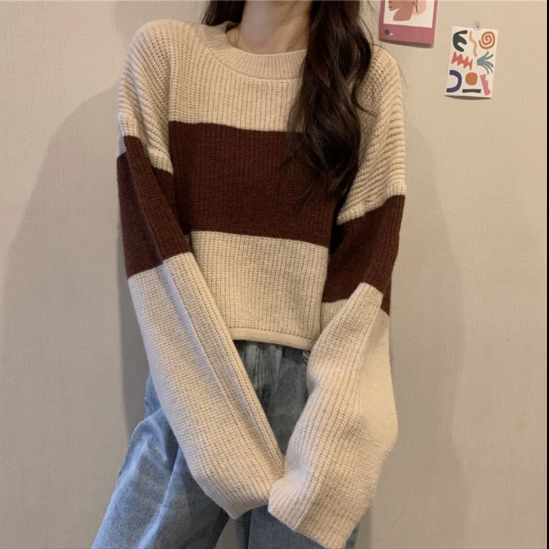 M FESYEN | KACI SWEATER RAJUT KOREAN STYLE | BAJU WANITA OVERSIZE LENGAN PANJANG | BAJU CROP TOP OVE