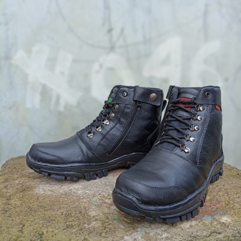 Termurah sepatu safety kulit asli ujung besi CH17C