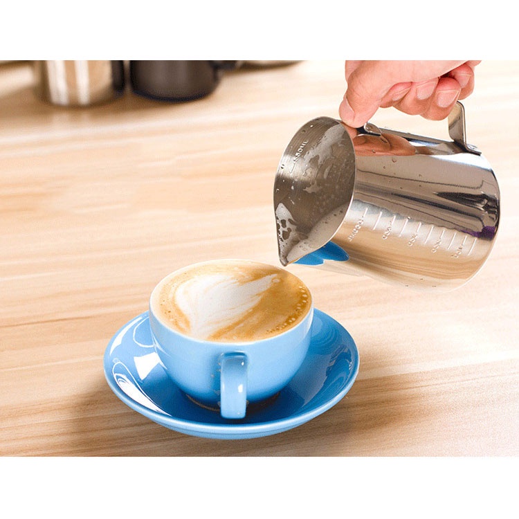 One Two Cups Gelas Pitcher Kopi Espresso Latte Art Stainless Steel 350