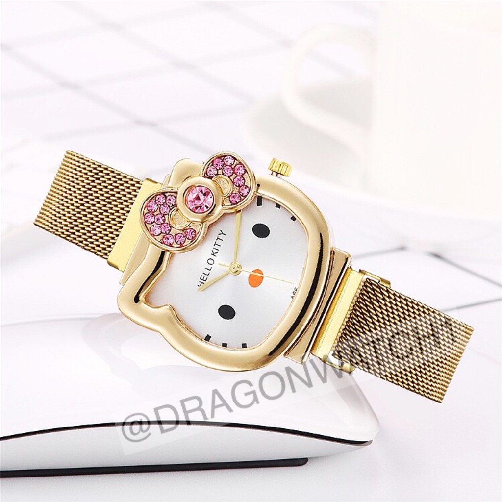 COD✅ Jam tangan wanita rantai magnet Hello Kitty jam HK jam cewek kualitas super watch  S1151