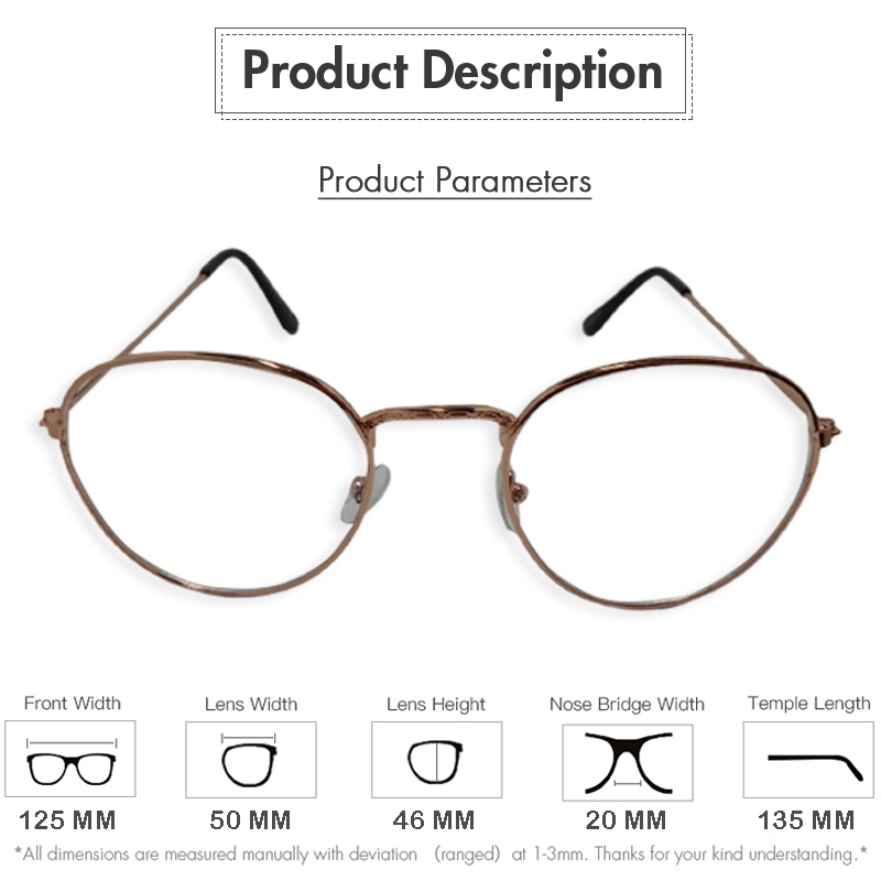 Kacamata Anti Radiasi Blue Ray Lens (Design Korea) Unisex Frame Besi Bentuk Oval Kacamata Komputer Kaca mata Baca Fashion Terbaru Dengan Kaca Transparan Blueray Kacamata Gaya Wanita Pria Eyeglasses