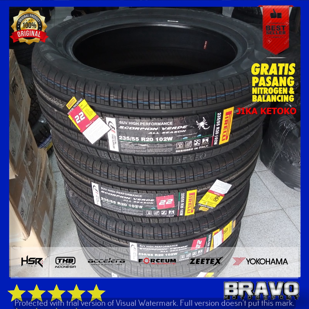 ban impor itali berkualitas ring 20 ban tubles ukuran 235 55 r20 pirelli scorpion verde all season