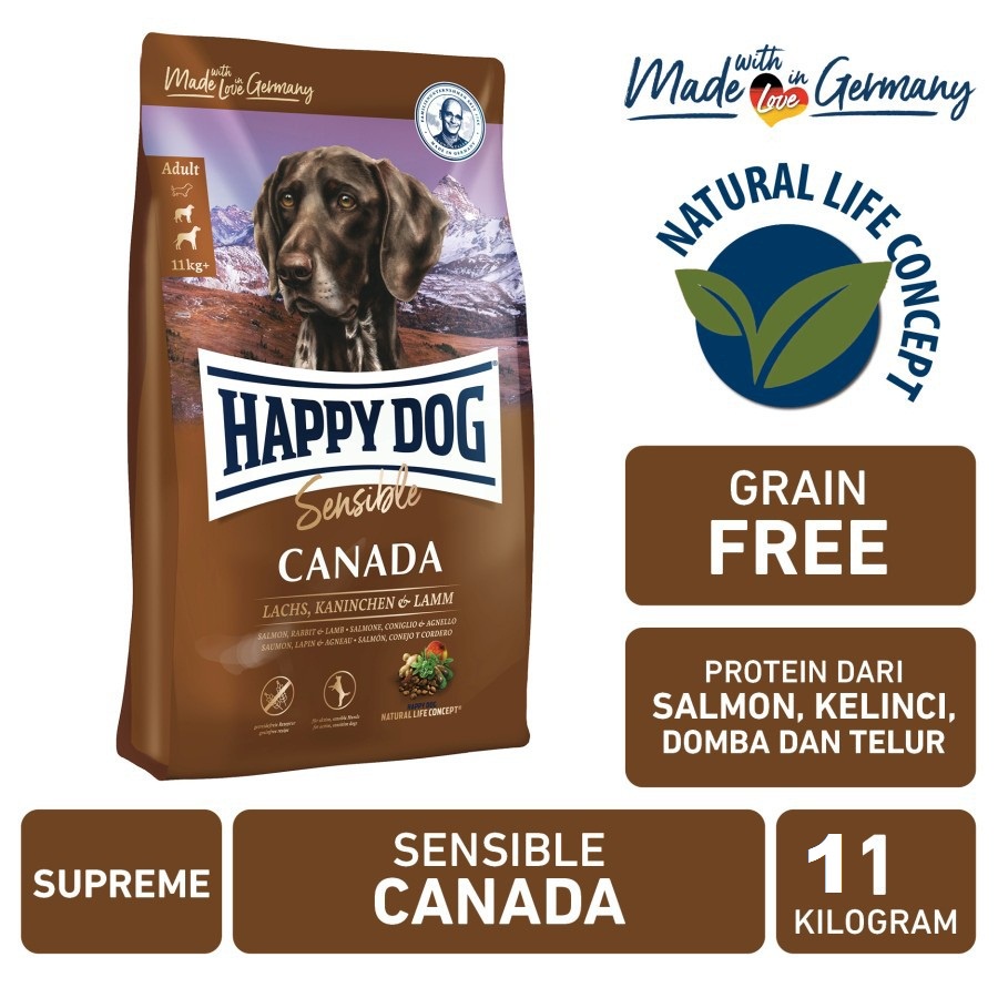 HAPPY DOG SUPREME SENSIBLE CANADA 11KG DOG DRY FOOD / MAKANAN ANJING DEWASA RAS BESAR HAPPY DOG SENS