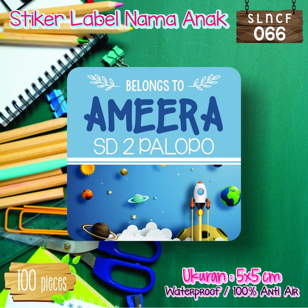 

stiker label nama anak murah sekolah anti air sticker buku SLNCF 066