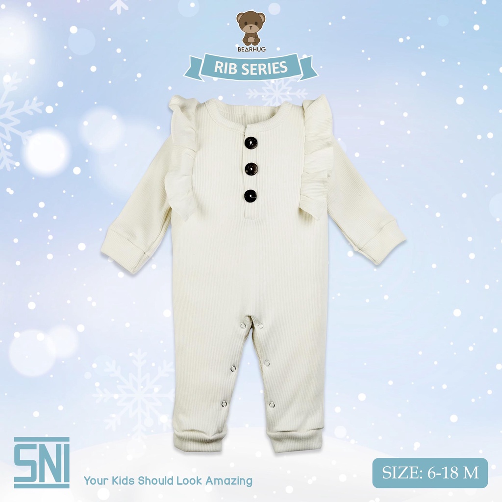 Bearhug Jumper Lengan Panjang  Rib Bayi Perempuan  XJD1 Mixcolour  Kancing Ruffle 3-12M-1