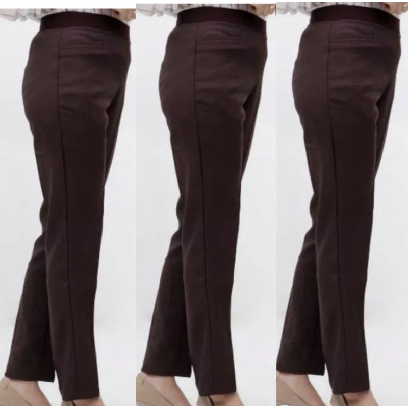 CELANA KERJA COKLAT TUA/CELANA PEMBINA PRAMUKA / CELANA KERJA WANITA PINGGANG KARET