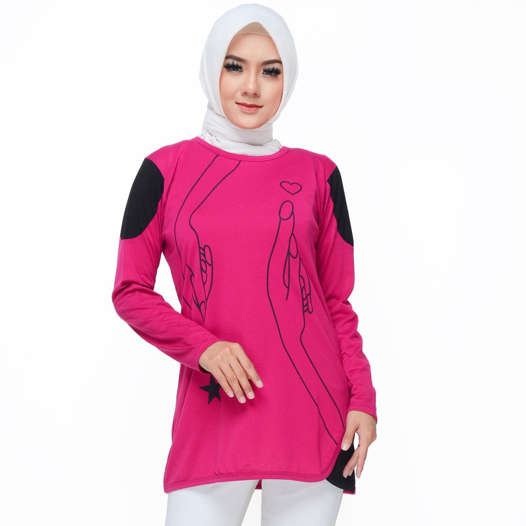 Blus Lengan Panjang Wanita Muslim Gaya korea Printing - XSHOP Stefy