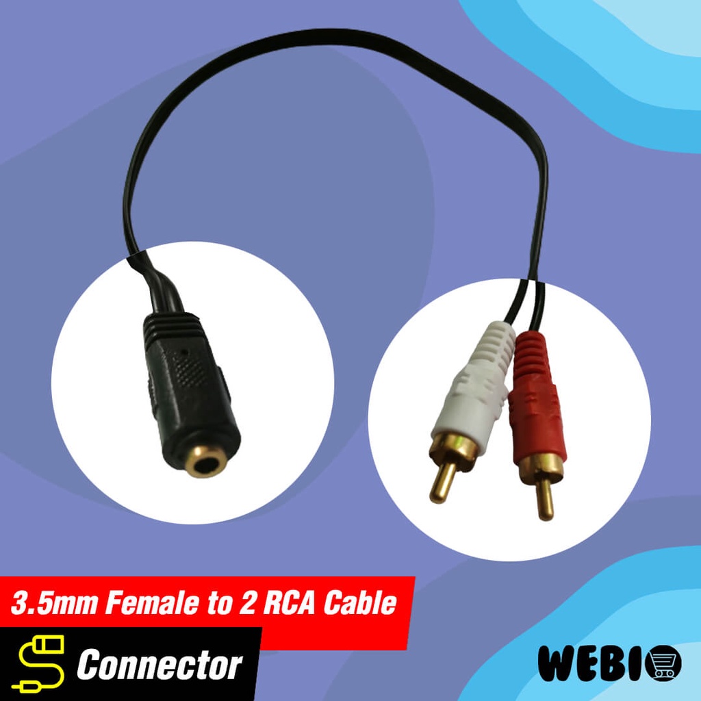 Kabel Aux 3.5 mm Female to RCA Male Jack Audio Adapter 3.5mm to 2RCA Konverter Cable Converter