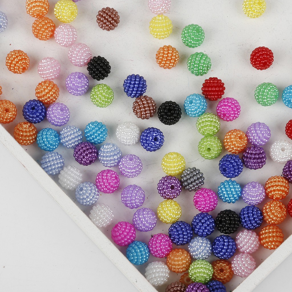 50 Pcs Manik-Manik Bayberry Bulat Bahan Akrilik Ukuran 10mm Untuk Membuat Perhiasan