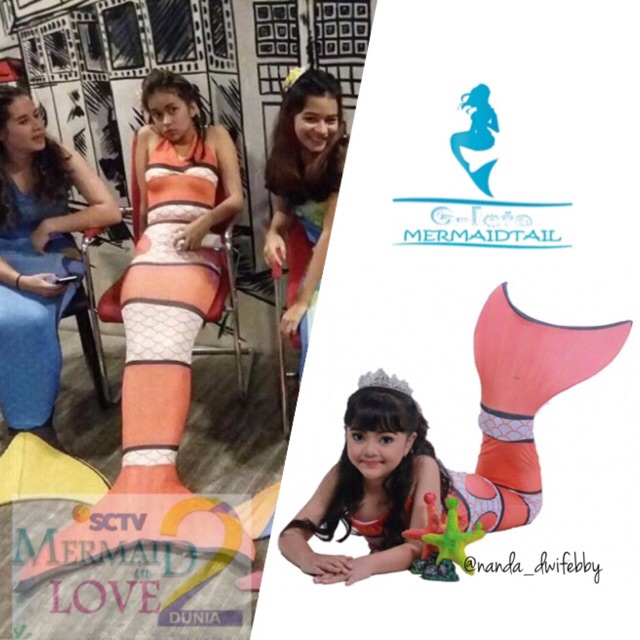 Motif Nemo Fish Baju Renang Kostum Duyung Mermaid Anak 2-13th