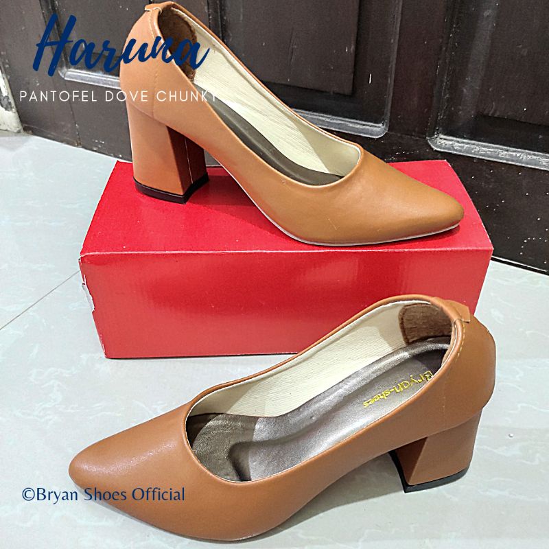 Bryan Haruna Jumbo Pantofel Heels Dove Polos  Sepatu Kerja Kantor Formal Hak Tahu 36 41 42 43