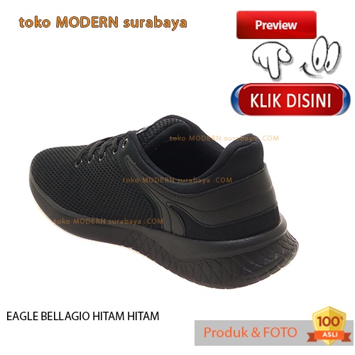 EAGLE BELLAGIO HITAM HITAM sepatu pria sepatu casual sneakers tali ringan