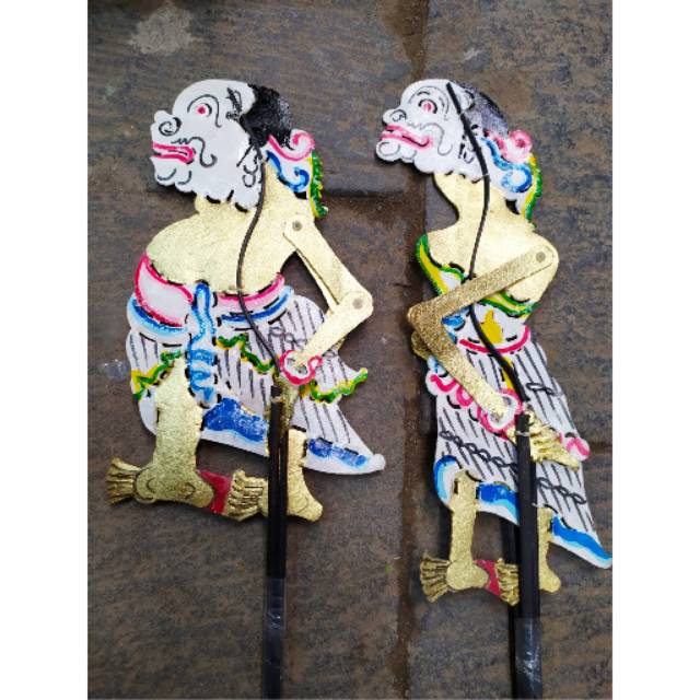 KERAJINAN MINIATUR WAYANG KULIT LIMBUK DAN CANGIK UKURAN KIDANGAN 30 CM BAHAN KULIT SAPI ASLI