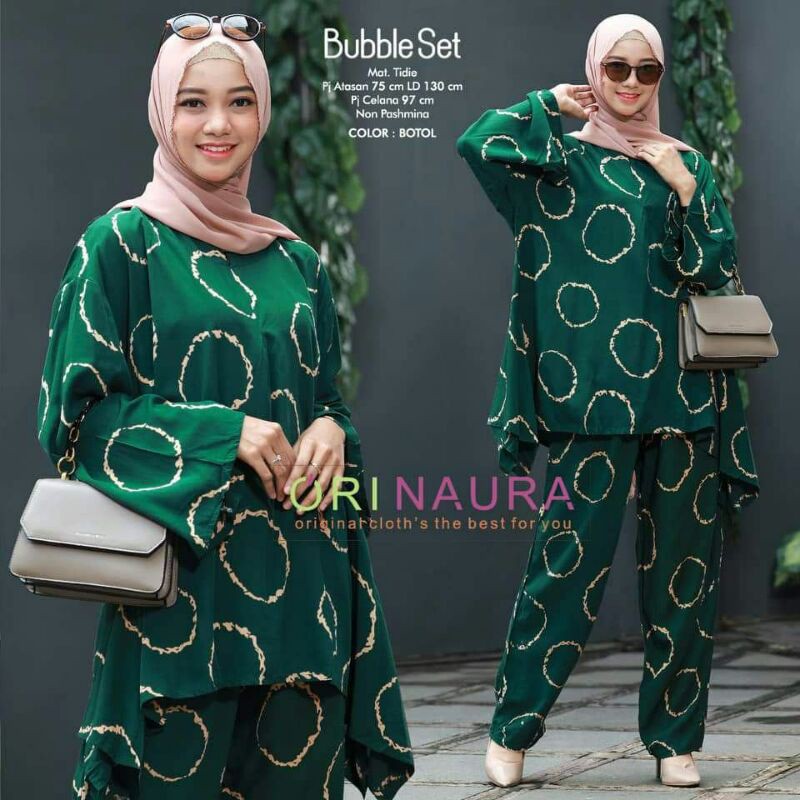 BAJU WANITA SETELAN TIE DIE DYE WAKA JUMBO SINTIA SET BUSUI ONE SET RAYON MOTIF KEKINIAN-CINCIN HIJAU