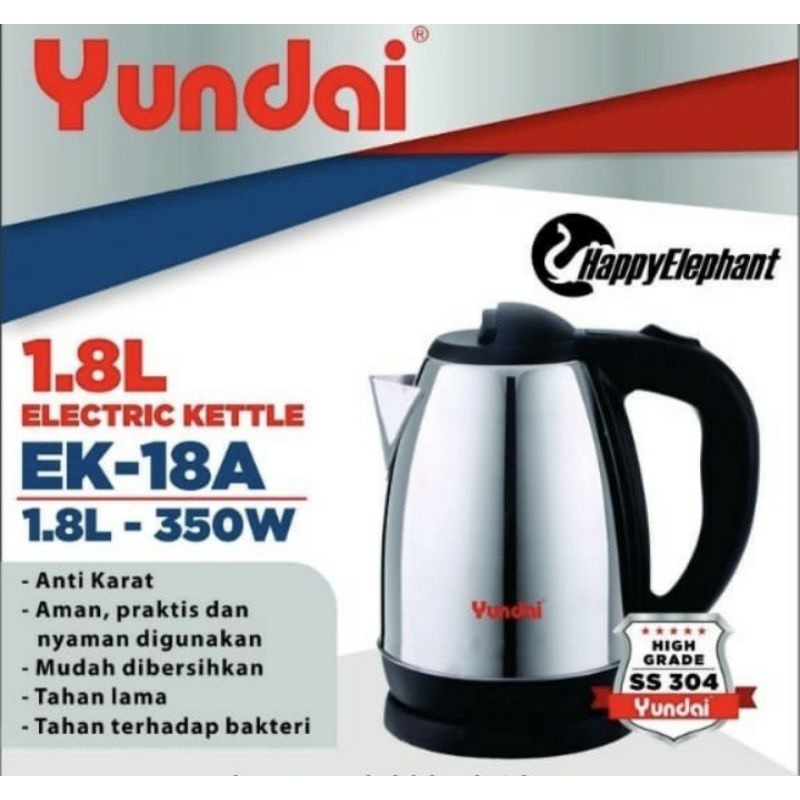 YUNDAI ELECTRIC KETTLE TEKO PEMANAS LISTRIK OTOMATIS 1.8 Ltr