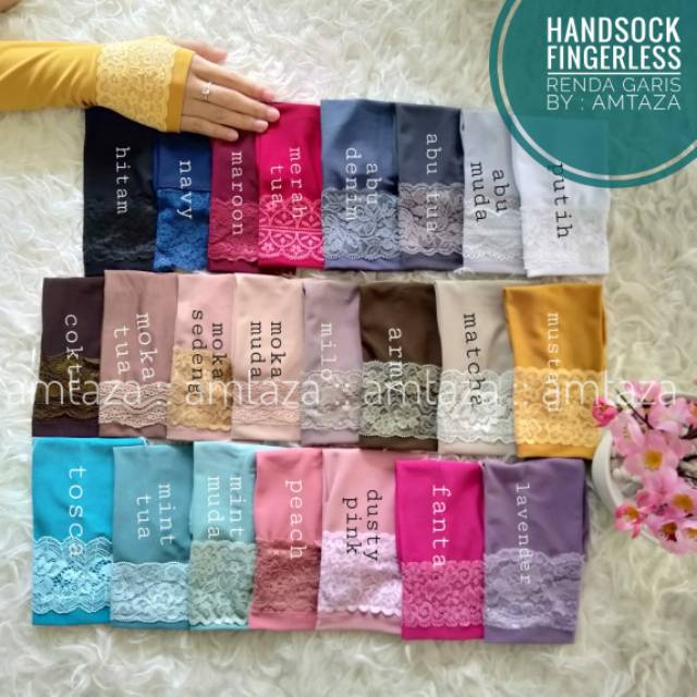 [BISA COD] Handsock Jempol Renda Garis Premium by Amtaza | handsock jempol renda amtaza | manset jempol renda amtaza