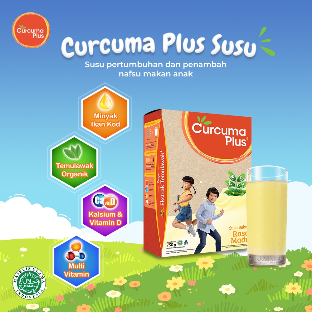 Curcuma Plus Susu Bubuk Ekstrak Temulawak - Madu 750g - Paket isi 3