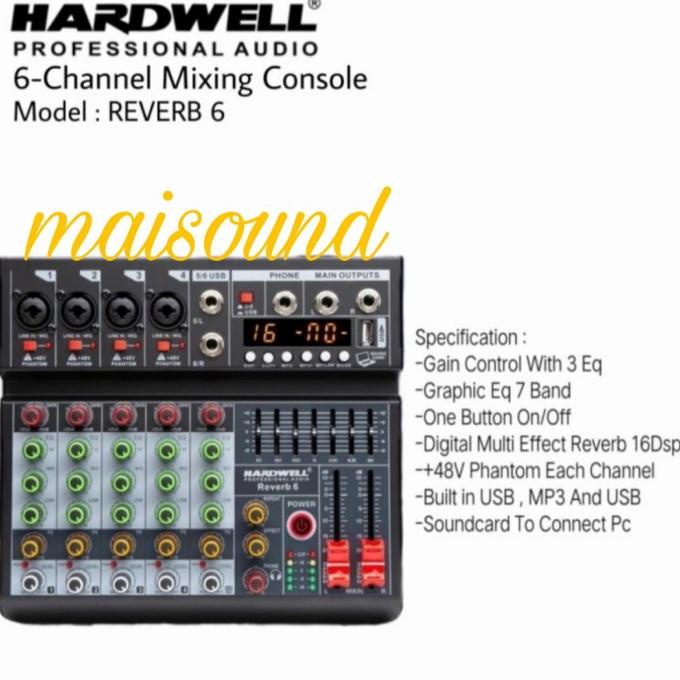 Mixer Audio Hardwell Reverb 6 Channel Original Hardwell Reverb6 Ori