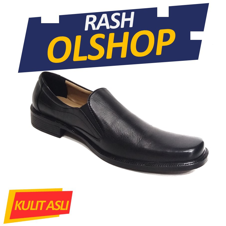 Original Kulit Asli Sepatu Fornal Pria Model Slip On Polos