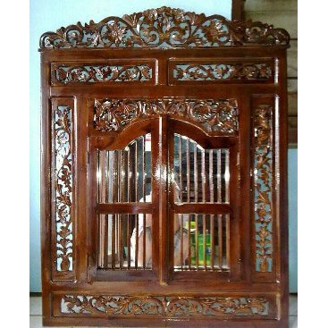 Jendela Krepyak Cermin Hias Jati Ukir Mebel Jepara