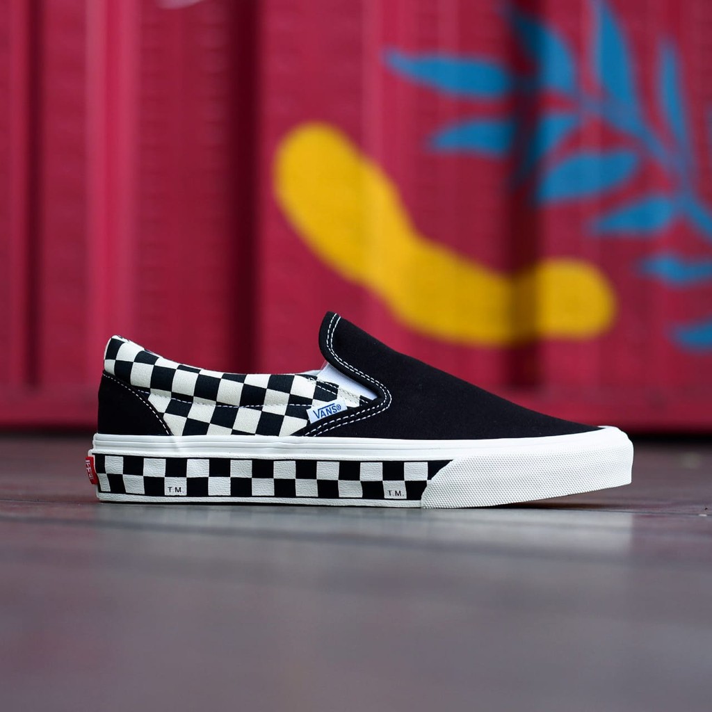 [BNIB] SNEAKERS VANS SLIP ON SIDEWALL CHECKERBOARD BW SEPATU CASUAL SKATEBOARD SPORTY-2