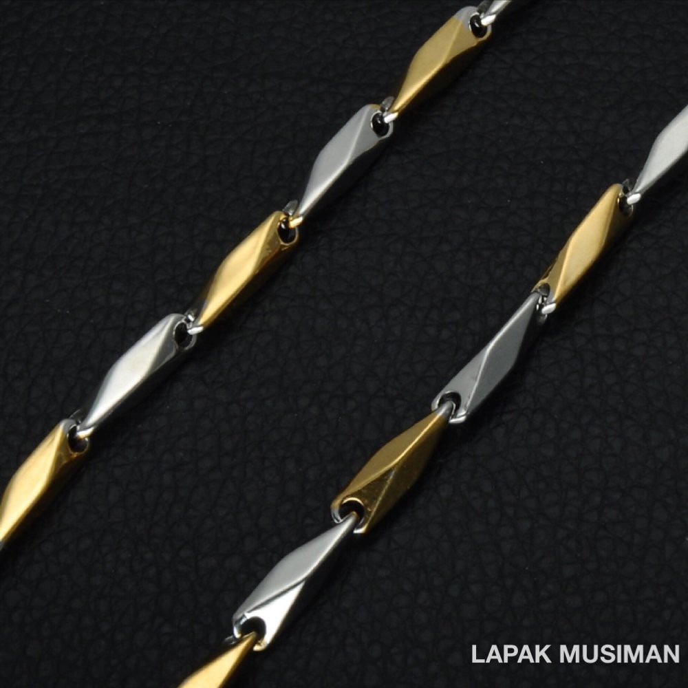 [Bayar di Tempat] KALUNG PRIA TITANIUM - MODEL PADI KOMBINASI