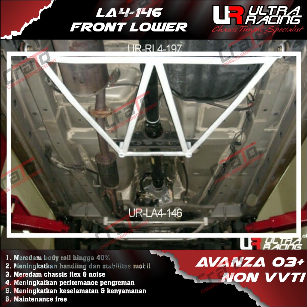 Aksesoris Stabiliser ULTRA RACING Safety Bar - Front Lower Bar 4 Points - Avanza 03+ Non VVTI - LA4-
